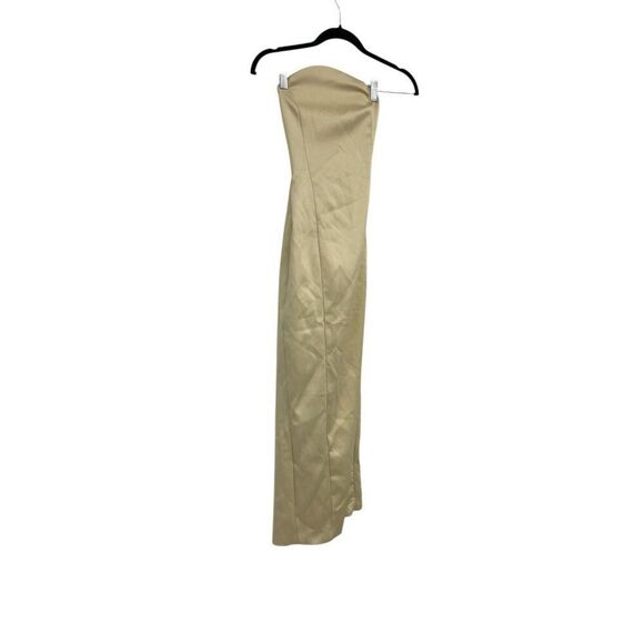 Zara Women Midi Dress XS Cream Satin Effect Crossed Strap strapless 2180/233 NWT - Picture 4 of 11